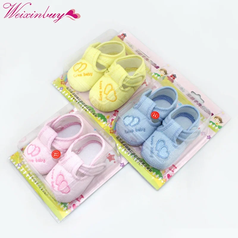 Spring Baby Shoes Infant Non-slip Soft Sole Cotton First Walkers Lovely Heart Embroidery Newborn Walking Shoes 0-24M