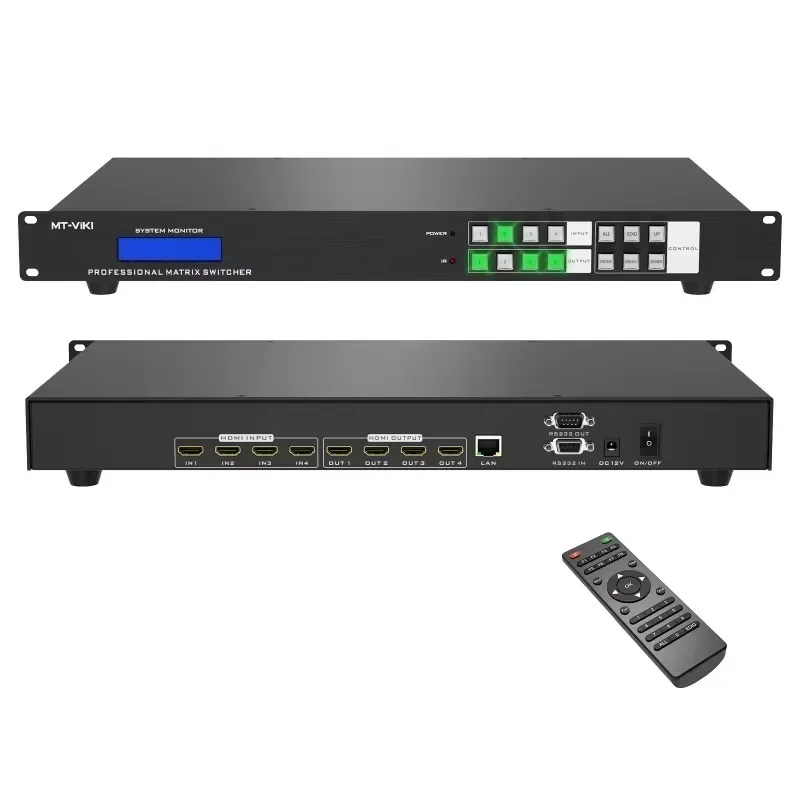 AP01 for ADI Chip 4K 30Hz Matrix Switch 4x4 Audio Video Splitter 4 in 4 Out with Web Control for Home Theater AV