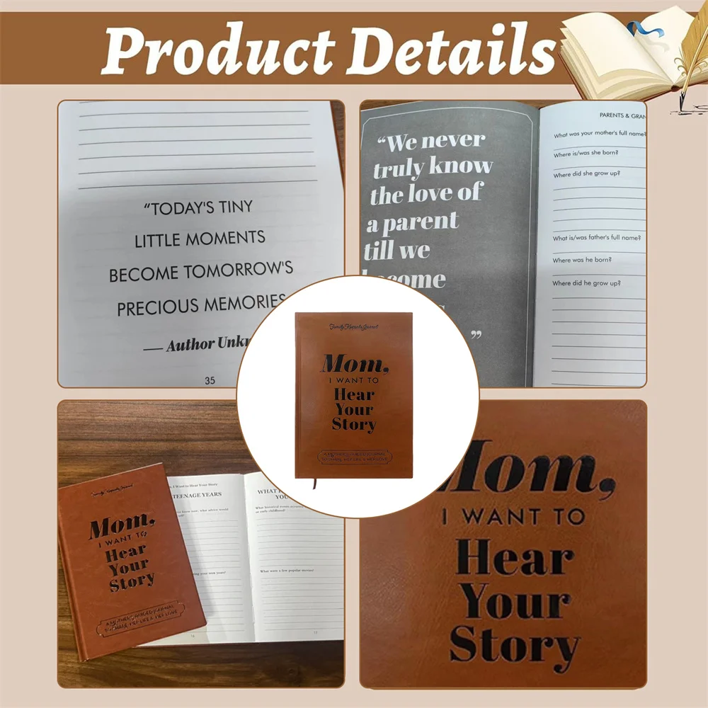 Mom I Want To Hear Your Story Leather Hardcover Ribbon Bookmark Mom Tell Me Your Life Story Journal Meaningful Memory Journal