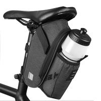 Bicycle Saddle Bag with Water Bottle Pocket Waterproof Bike Seat Bag Reflective Cycling Rear Seat Post Bag with Kettle Pouch