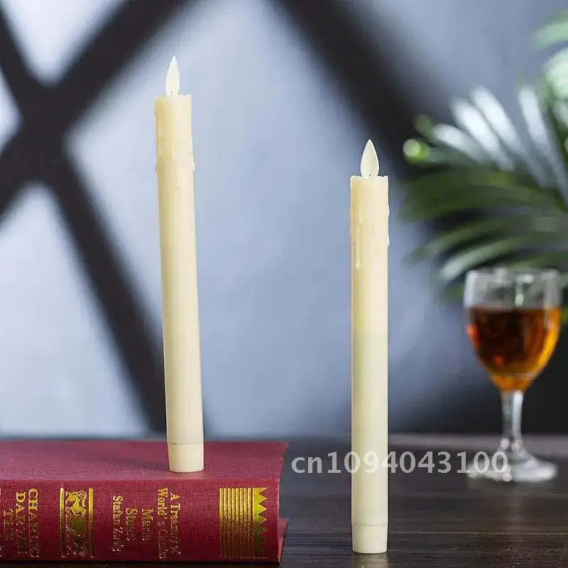 

10pcs Swinging Dipped Wax Moving Church Dancing Flame Led Taper party 25CM(H) stick Decor Xmas Home lamp Wick Wedding candle Bar