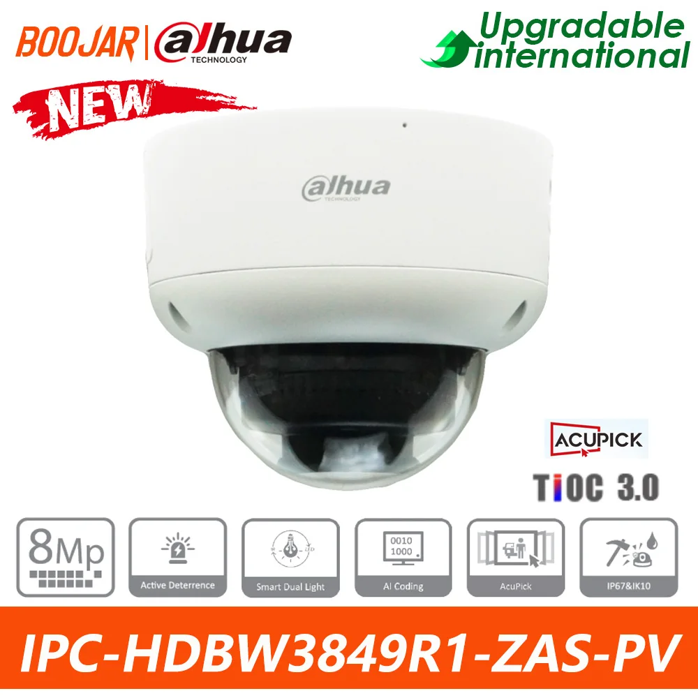 Dahua Original IPC-HDBW3849R1-ZAS-PV-S5 8MP Smart Dual Light Active Deterrence Vari-focal Dome WizSense Network Camera AcuPick