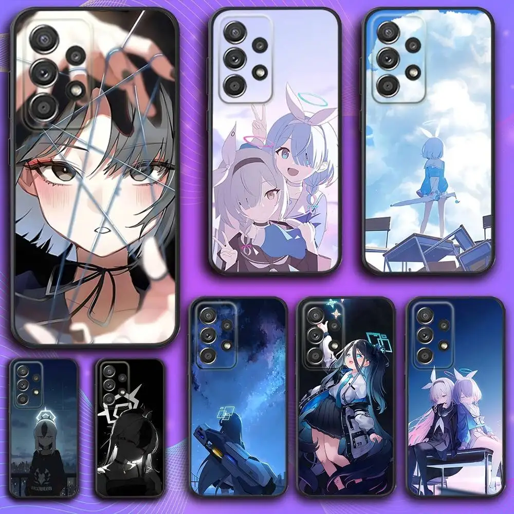 

Blue A-Archive Game Phone Case For Samsung S 25,24,23,22,30,21,10,9,Ultra,Plus,Lite,FE,4,5 G Soft Black Case