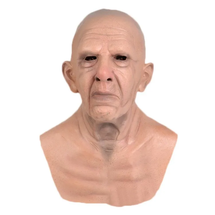 Horror Granny Grandpa Wig Face Mask Headset Halloween Party Horror Party Mask