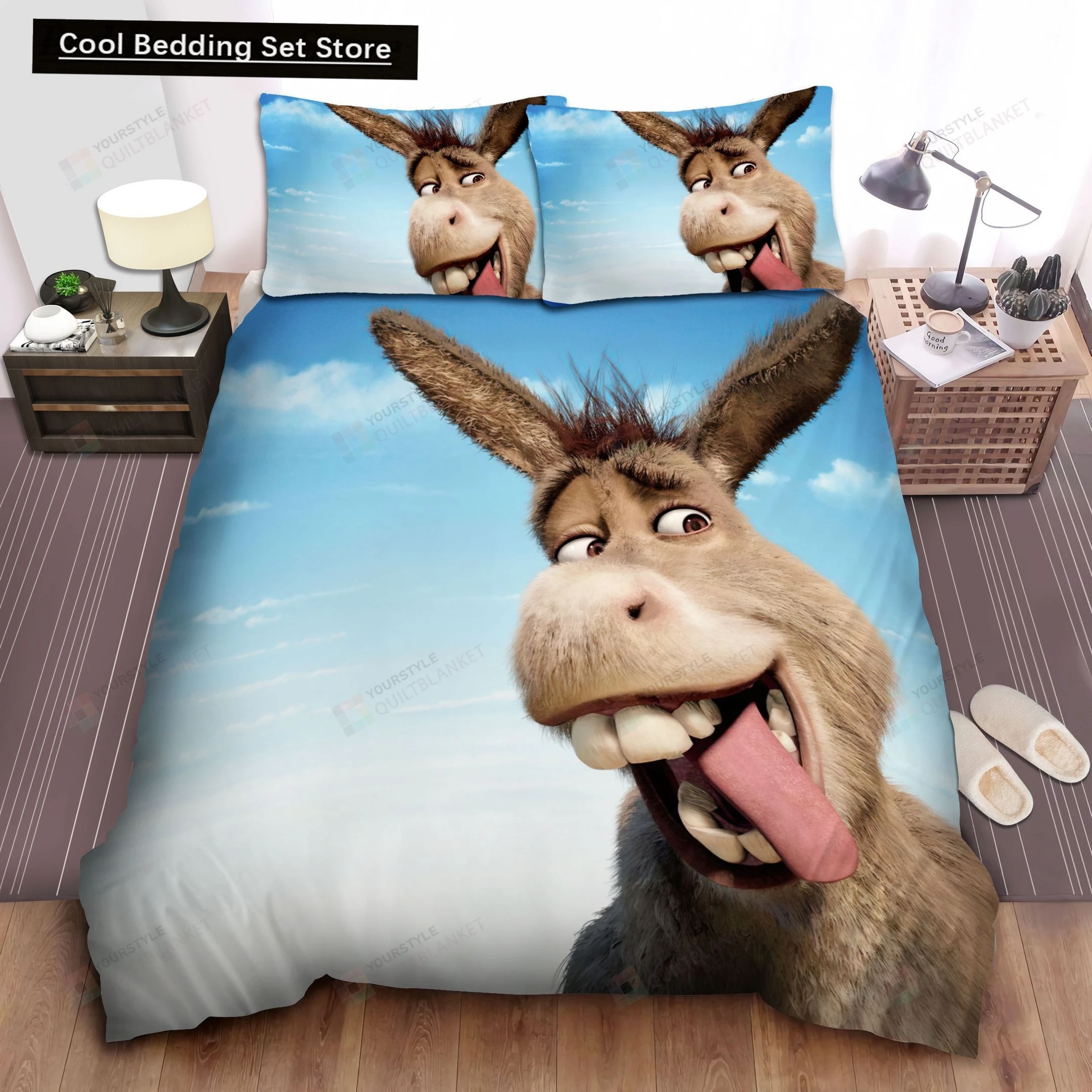 Donkey Duvet Cover King Queen Funny Cartoon Animal Printed Bedding Set for Kids Teens Adults Cute Farm Animals Soft Quilt Cover