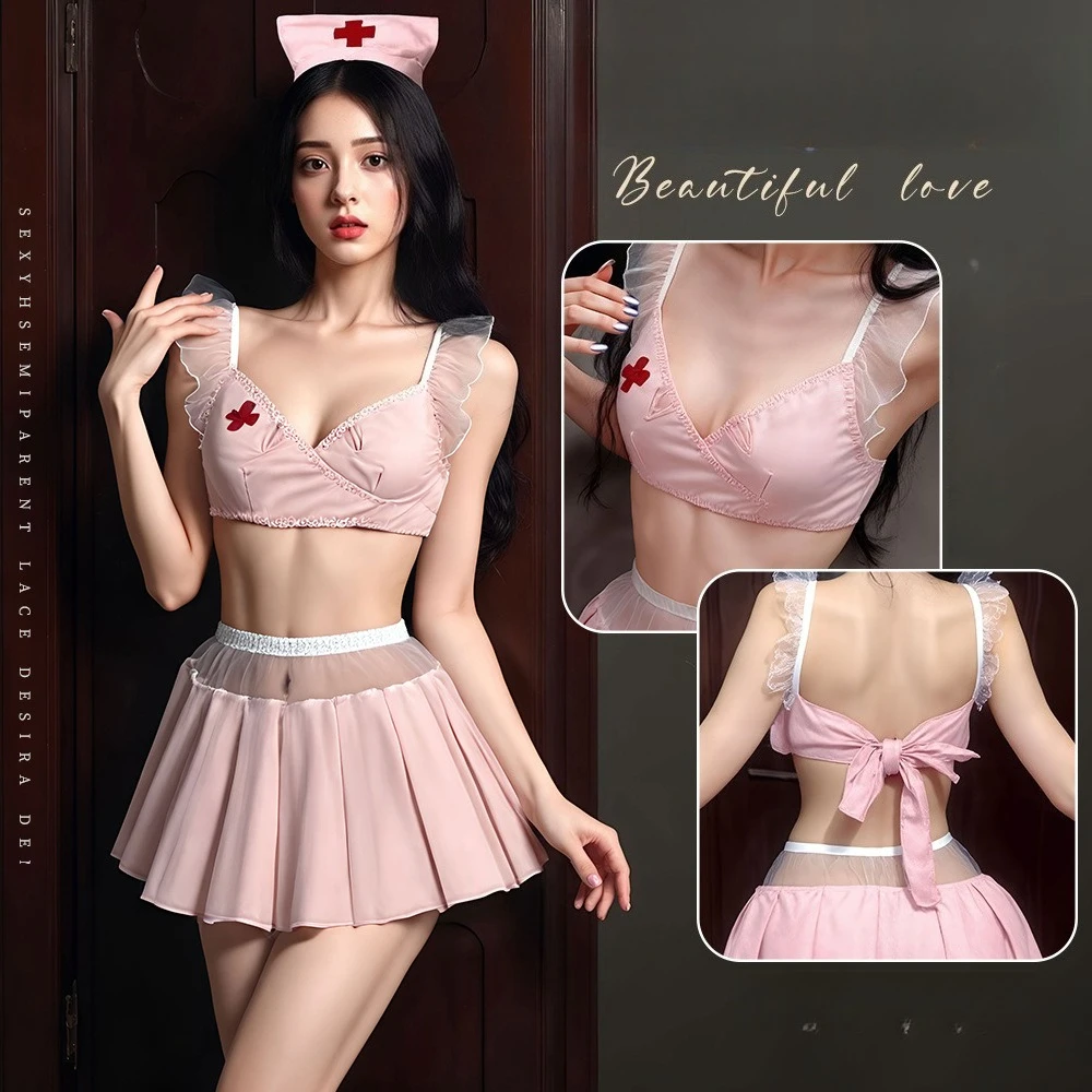 

Сексуальный костюм медсестры с милым бантом, комплект нижнего белья для ролевых игр с открытой спиной | Горячая униформа и пижамы Babydoll