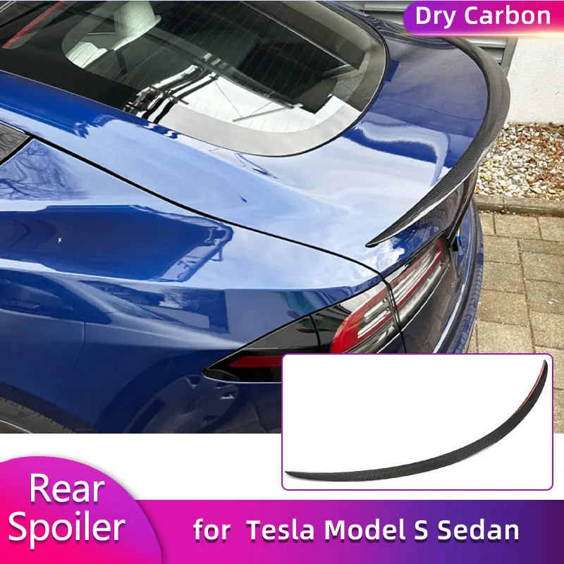 

Dry Carbon Fiber Car Rear Trunk Spoiler Wings for Tesla Model S Sedan 2014-2024 Racing Rear Spoiler Tail Boot Wing Lip Body Kit
