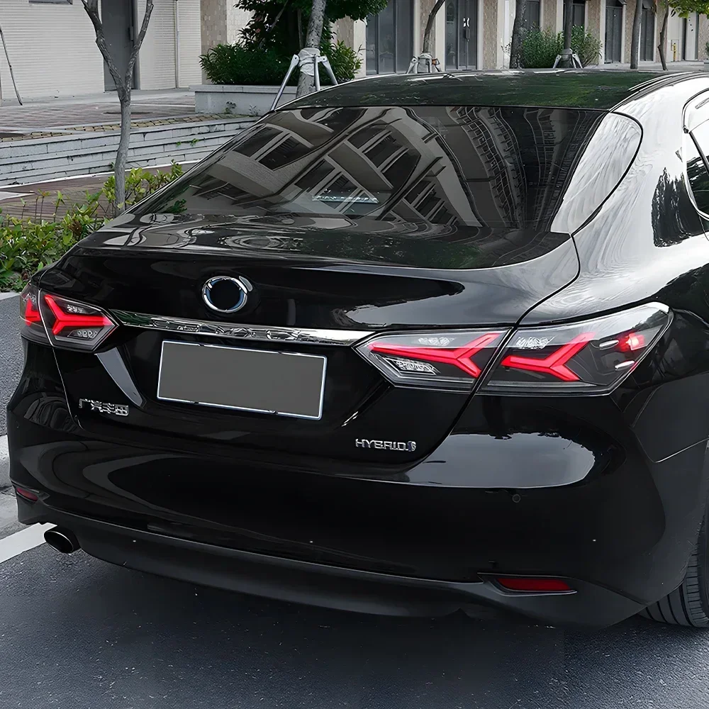 

Для Toyota Camry 8th 2018-2023 автоматические задние фонари, обновленные динамические тормозные указатели поворота, аксессуары, светодиодные автомобильные задние фонари в сборе