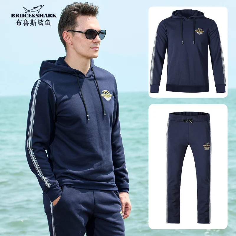 2022 Bruce&Shark Men's Tracksuit Top Quality 2pieces loose Fashion Casual  Men's sports suit  M to 3XL Supper Quality Winter