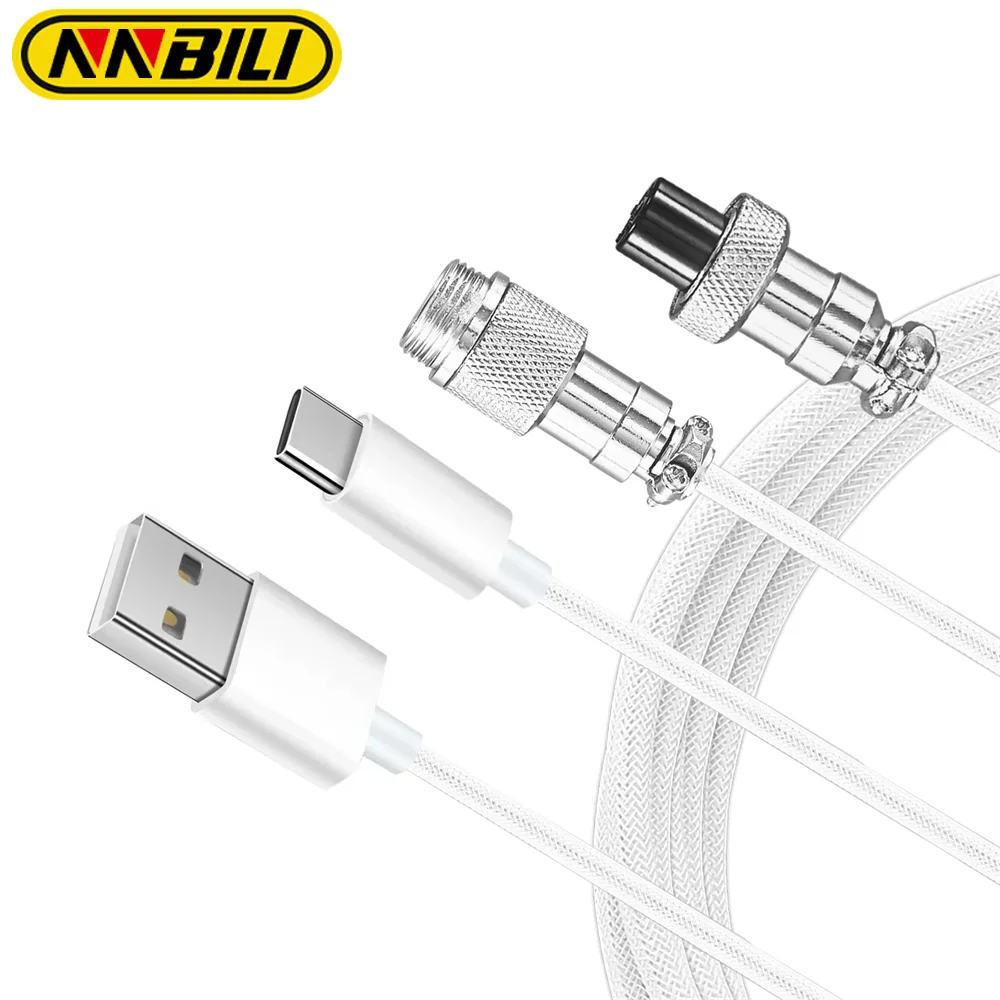 

NNBILI Protable Mechanical Keyboard Coiled Cable USB Type C Aviator Connector Spring Cord For Mechanical Keyboard Charging Cable
