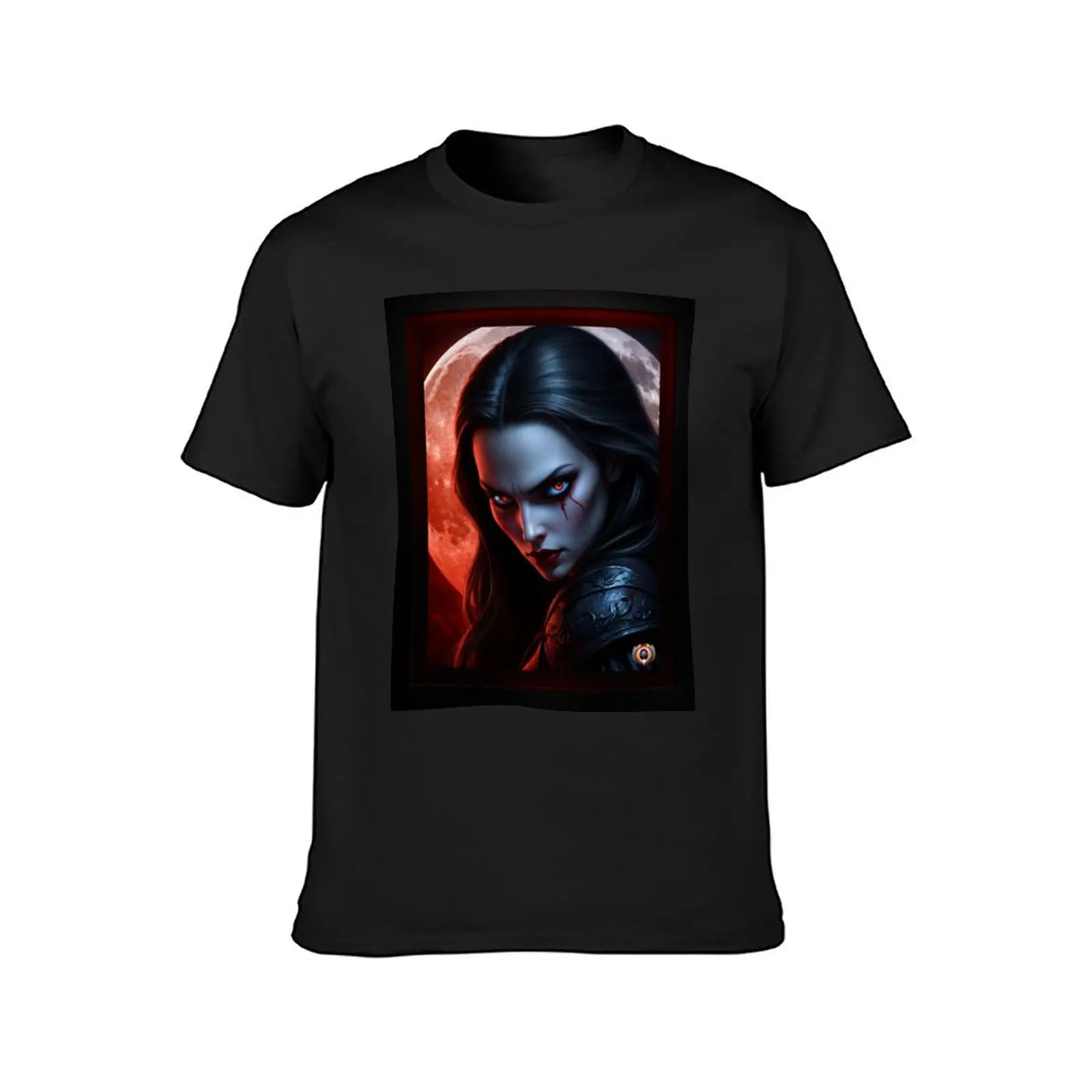 Vampire In The Light Of A Blood Moon Beautiful AI Concept Art Portrait by Xzendor7 T-Shirt summer top cute clothes men clothes