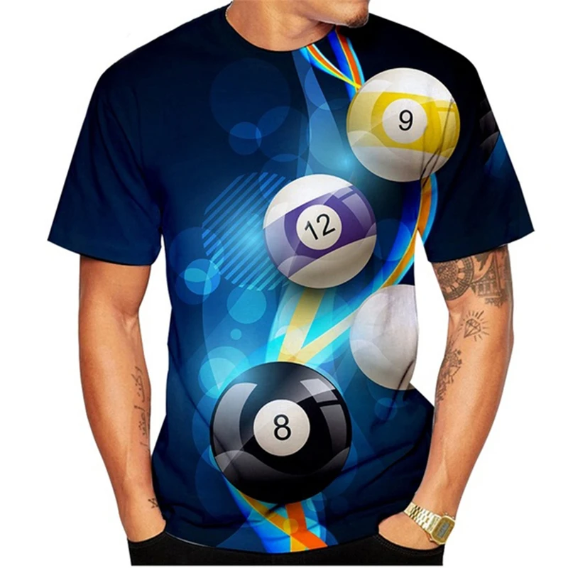 Fun Billiards 3d Printed T-shirt For Men Indoor Casual Harajuku Tee Shirts O-neck Shorts Sleeves Street Fashion Casual Tees Top