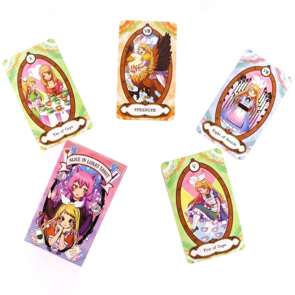 10.3*6cm Alice In Luna\'s Tarot Cards Deck 78 Pcs Cartoon Tarot Cards Japanese Anime Themed