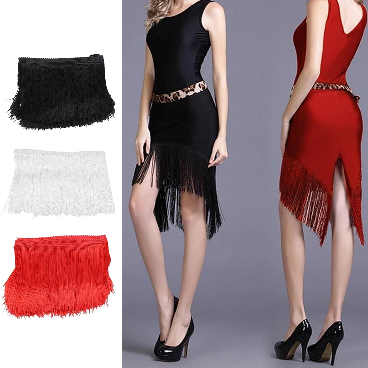 10 Yards/1 Yard/Pack 15cm Tassel Fringe Polyester Fiber 4inch Wide and Long Style Suitable for Clothing Accessories, Latin Dance Dresses, Wedding Dresses, DIY Lampshade Decoration