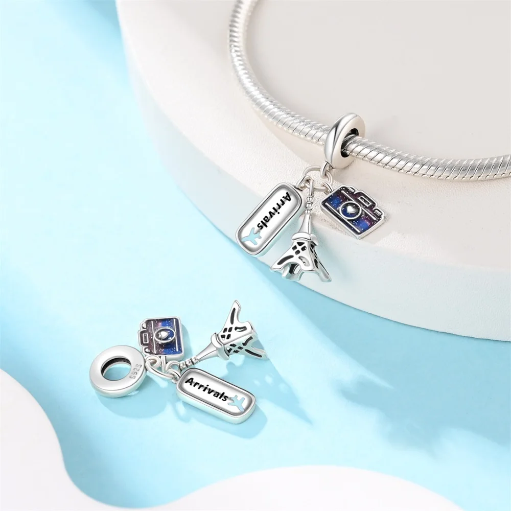 

Original Charms 925 Sterling Silver Camera Tower Pendant Beads Fit Bracelet Women Jewelry Making Diy Gift