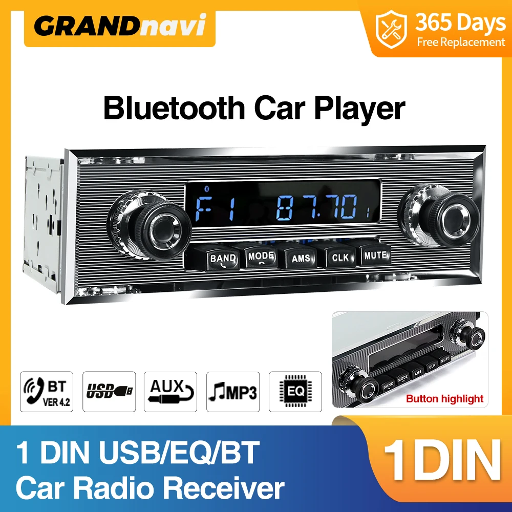 Grandnavi Car Radio 1 DIN Stereo FM Bluetooth MP3 Audio Player Handfree USB Aux Input For Mercedes Benz Ford center console