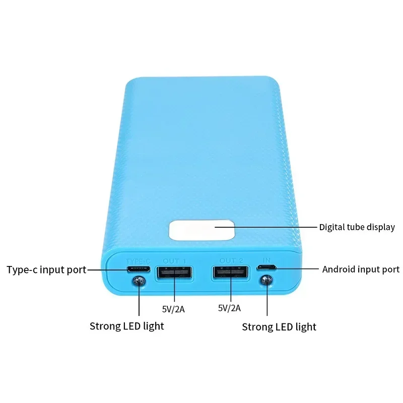 20000mAh Power Bank Case 8 x 18650 Battery Storage Box Battery Holder Shell Dual USB Type C Micro USB Interface For Smart phones