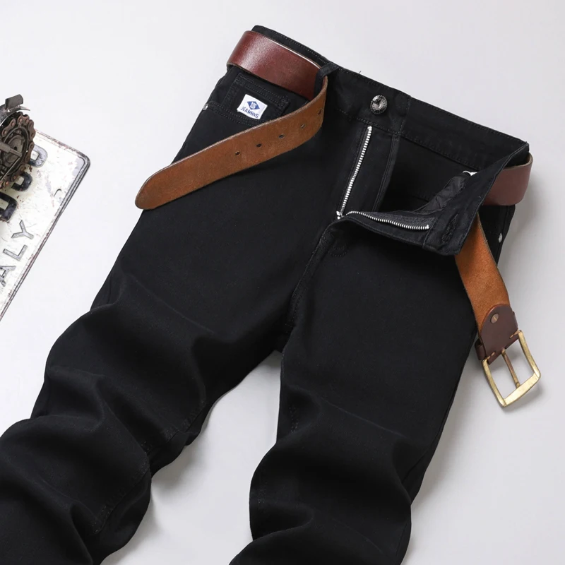 2025 New Slim Straight Men's Black Jeans Stretch Comfortable Casual Pants Fashion Korean Style High Quality Brand Denim Pants
