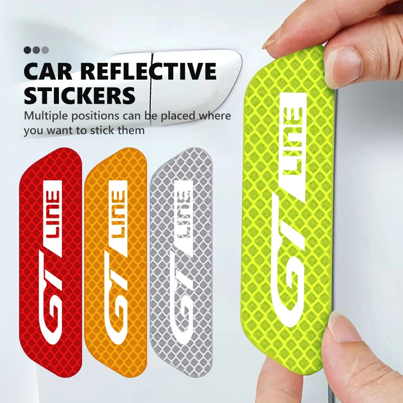 4 autocollants réfléchissants pour portières de voiture, autocollants d'avertissement pour portières de voiture, pour Peugeot 205 5008 4008 3008 308 2008 107 508 607 106 GTLine