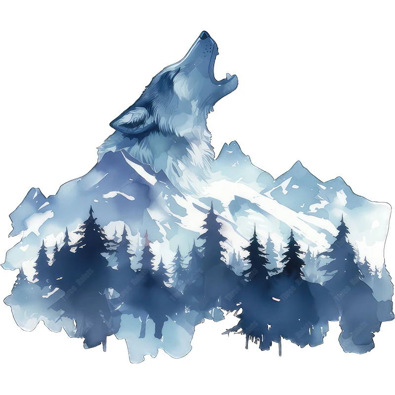 ملصقات حائط للديكور المنزلي ، ثلاث راتل ، رأس ذئب ، فن جبلي ، ملصقات حائط حيوانات #1