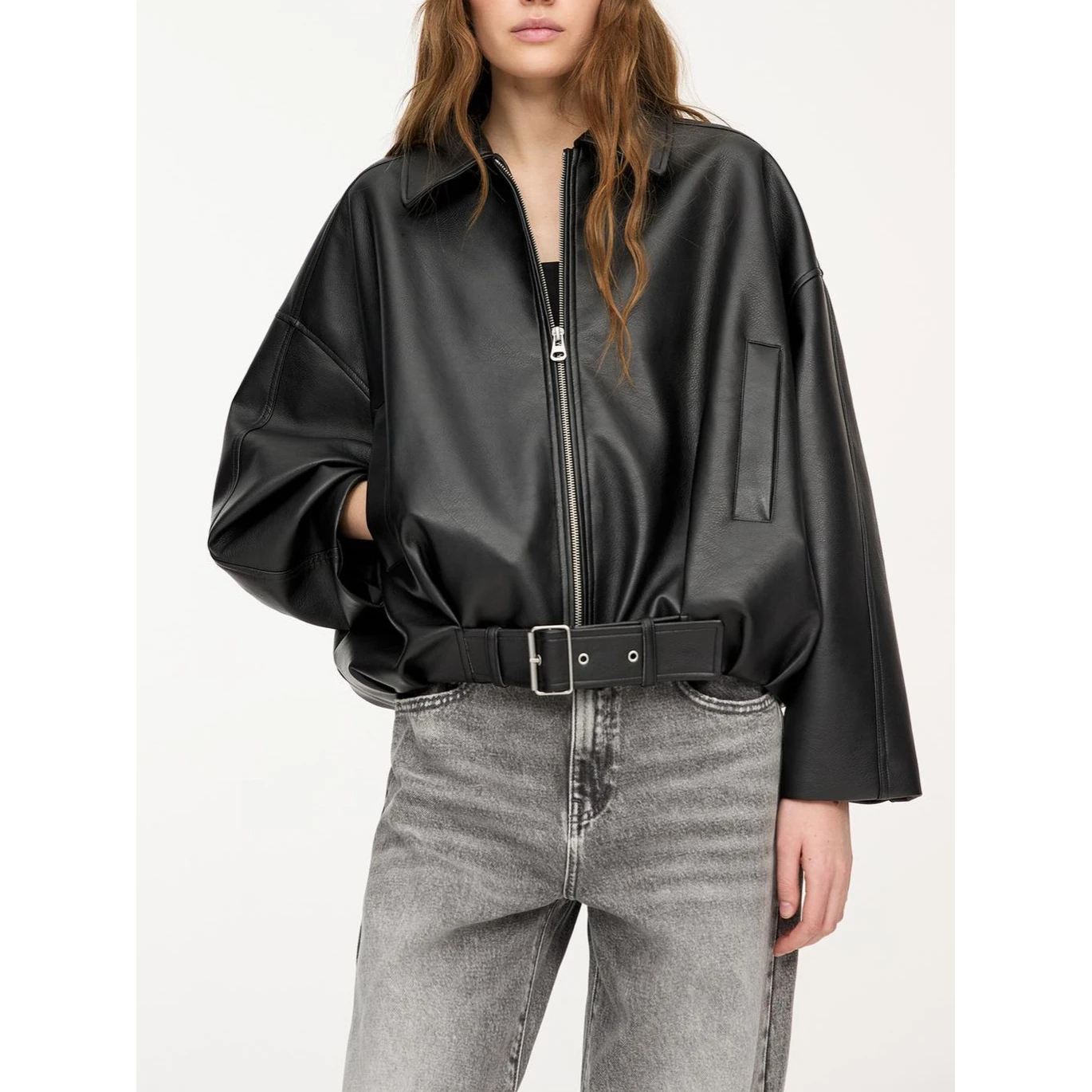 American Sle Pilot Jaet Retro Casual Artificial Leather Top Coat Spring Cross-Border Faionable Women's Leather Coat