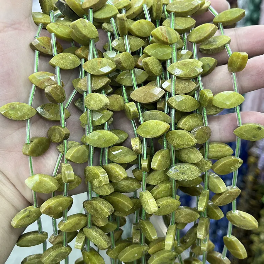 

Natural Green Opal Faceted Leaf Loose Bead DIY Bracelet Necklace Semi-Finished Jewelry