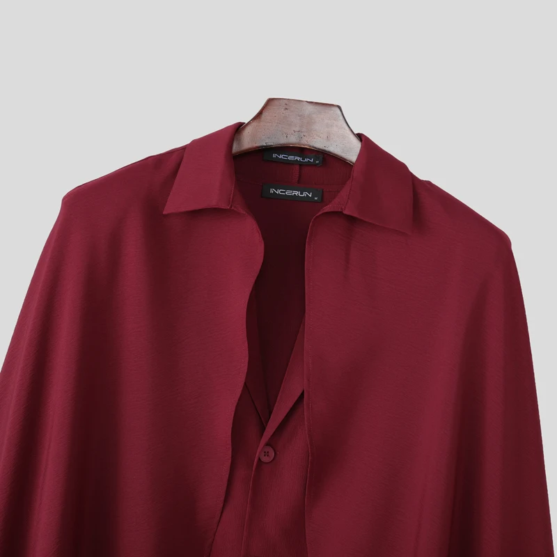 INCERUN الرجال مجموعات بلون التلبيب كم طويل نمط طويل عباءة السترة والسراويل 2 قطعة الشارع الشهير فضفاض موضة الرجال الدعاوى غير رسمية #6