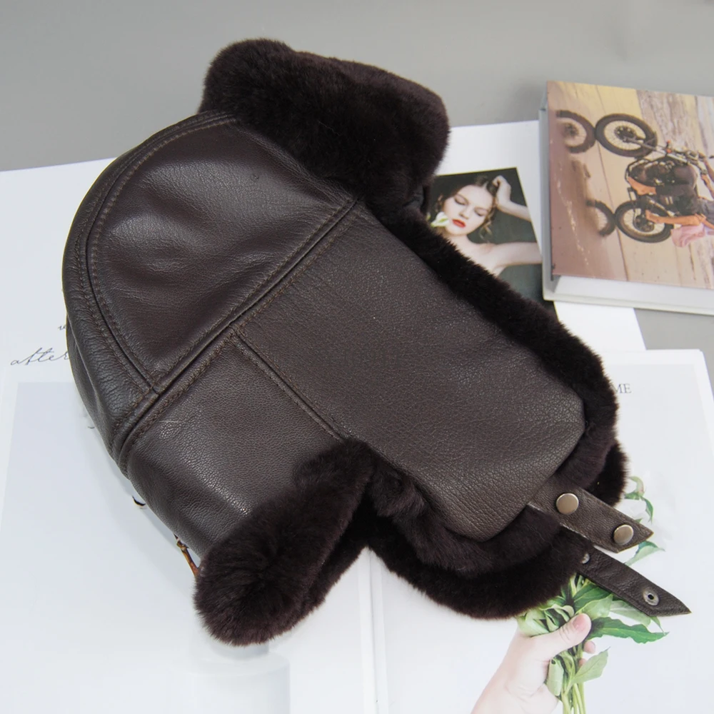 جديد للجنسين ريال ريكس الأرنب الفراء منفذها قبعة Ushanka قبعة الصياد الروسية الرجال النساء قبعات التزلج قبعات جلد الغنم الحقيقي الحرب الشتوية