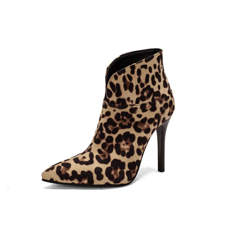 Lady Boots Women\'s Rubber Shoes Rain Luxury Designer Round Toe Sexy High Heel Fashion Pointy Leopard Low Ankle Large