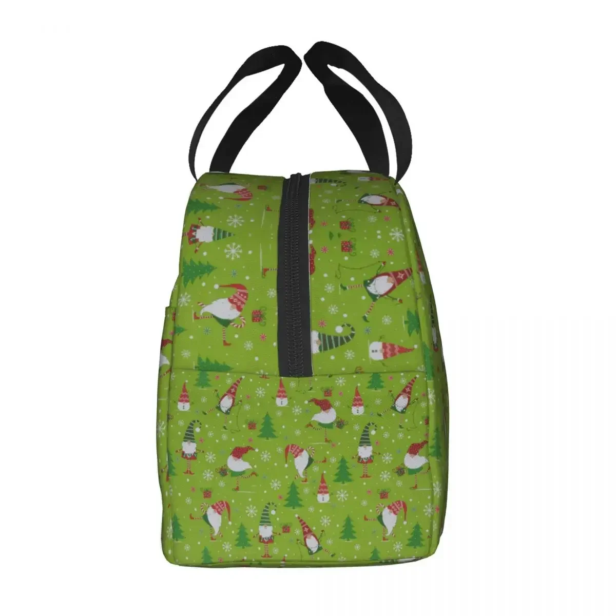 Lime Green Christmas Gnomes Thermal Insulated Lunch Bags Women Portable Lunch Container for School Multifunction Food Box