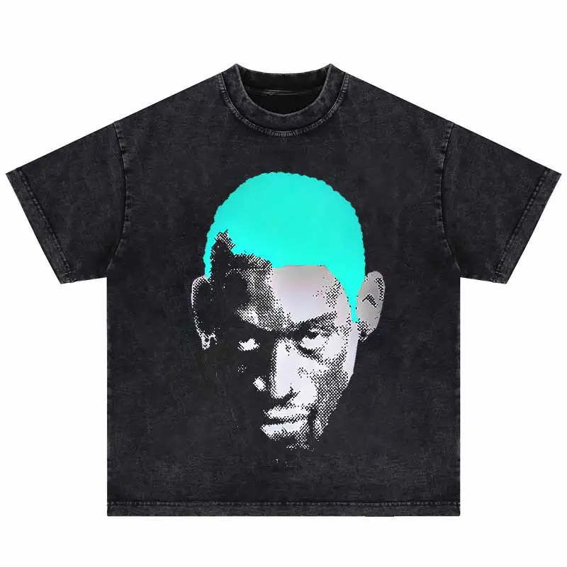 Hiphop Heren Tops Portret Grafisch Bedrukt T-Shirt Vintage Katoenen Streetwear Oversized Dennis Rodman Tshirt Casual Heren Tees
