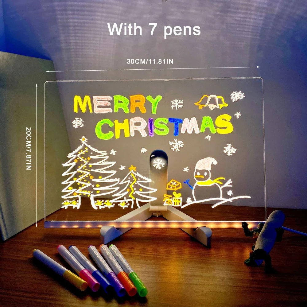 Lámpara LED personalizada, tablero de notas de mensajes acrílico, tablero de dibujo borrable USB para niños, luz nocturna para dormitorio, regalo de cumpleaños para niños