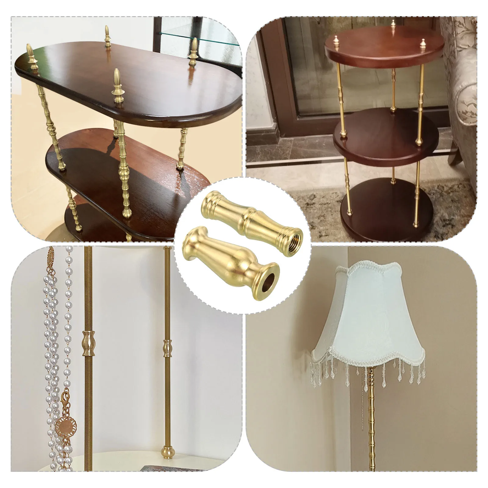 2Pcs M10 Solid Brass Lamp Neck Threaded Turned Brass Spindle Slips Lamp Finial Pipe Coupling for Lamp Decoration