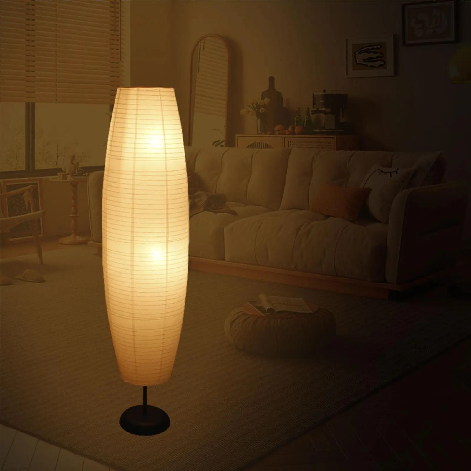 Floor Lamp Cover Unique Rice Paper Lantern Style Standing Lamp for Living Room Cozy Home Decor