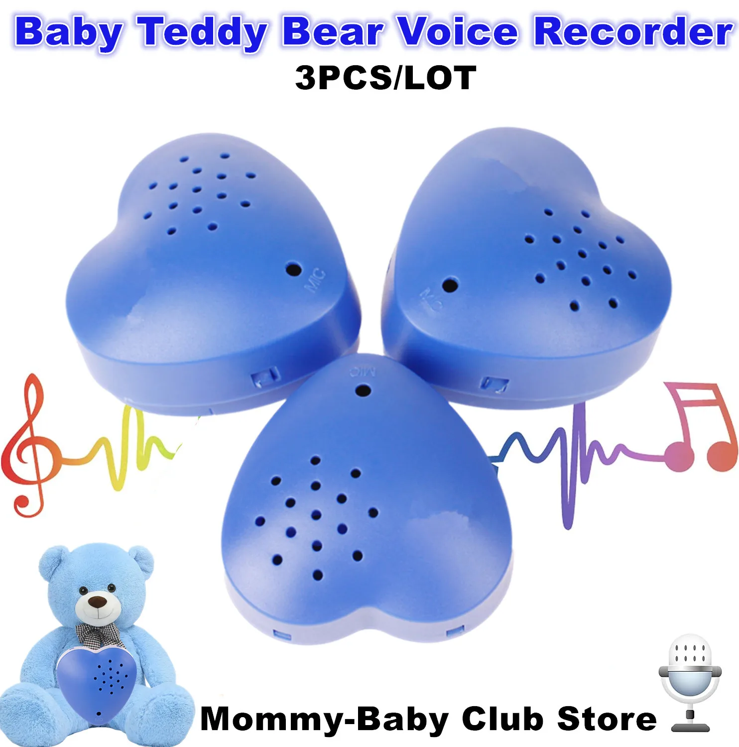 3 Pcs Heart Voice Recorder Programmable Sound Button 30s Recording Mini Recorder For Plush Toy Stuffed Animals Reborn Doll Gifts