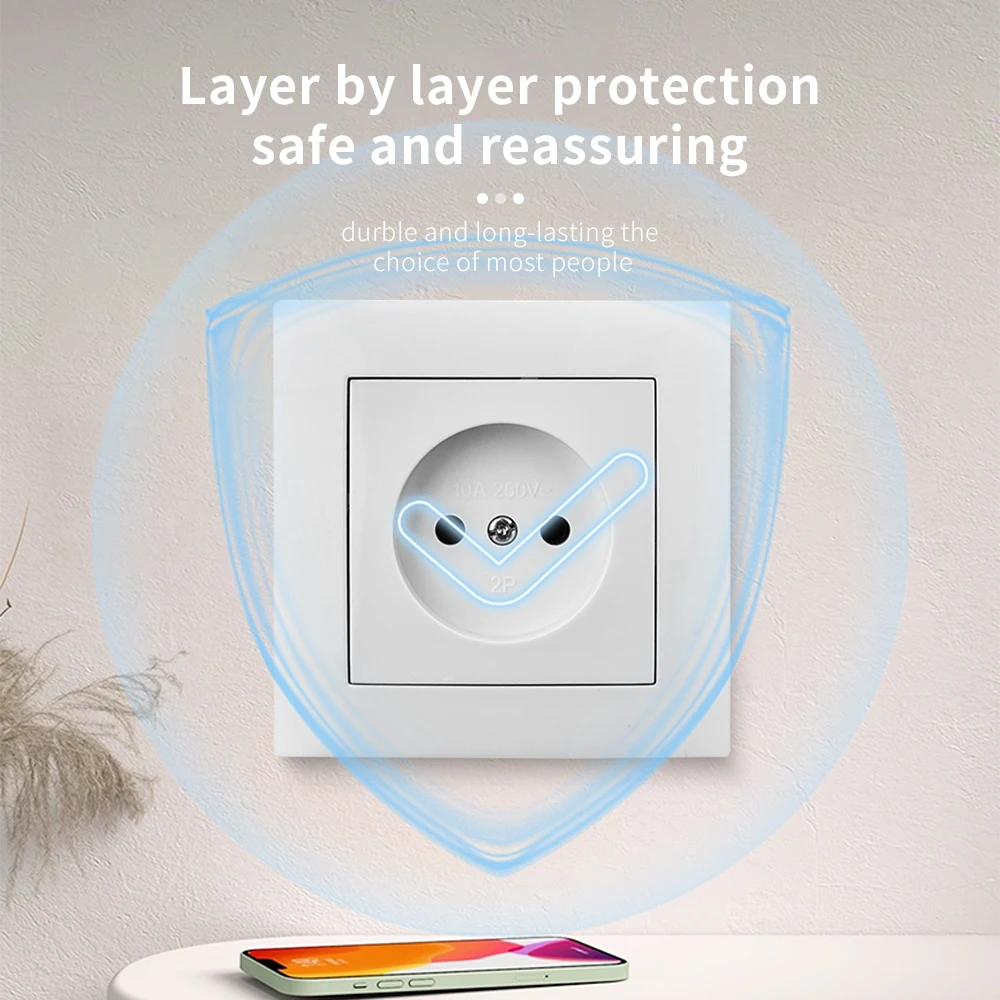 الأبيض الاتحاد الأوروبي القياسية لهب الطلاء البلاستيك غير الأرض منافذ كهربائية المقابس المقبس التيار المتناوب 250 فولت الكلاسيكية الجدار جزءا لا يتجزأ من المقبس