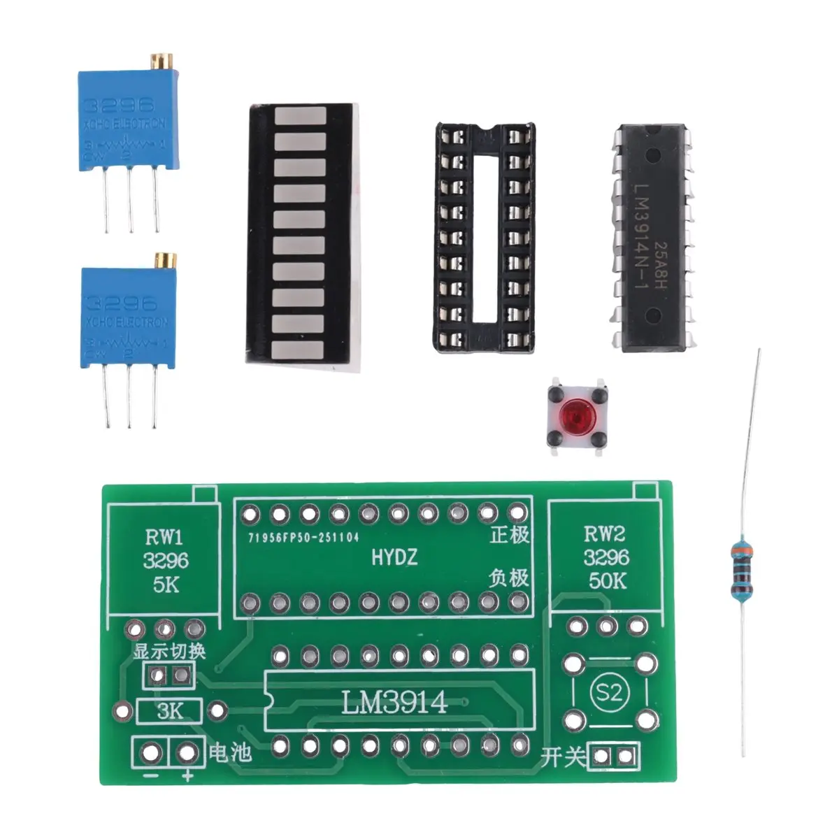 A64I LM3914 10 Segment 3.7V Lithium 12V Battery Capacity Indicator Module Power Level Tester LED Display DIY Kits
