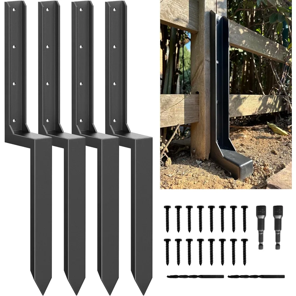 

Wood Post Repair Kit - Instant Fix for Damaged or Tilting 4x4/6x6 Wooden Posts with Integrated Steel Anchors (11-Gauge, 4-Pack)