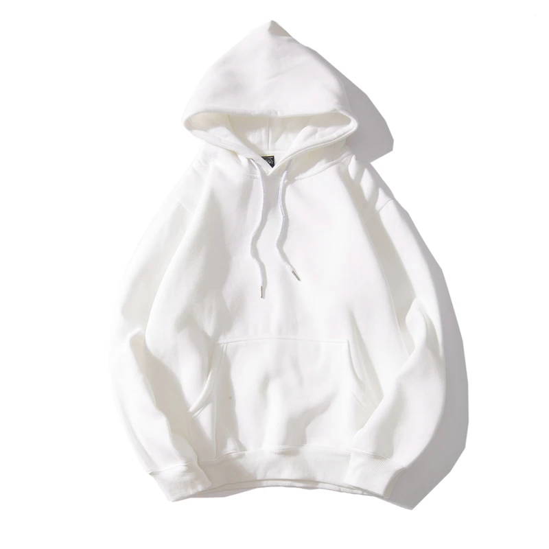 حجم كبير الخريف عارضة الثقيلة القطن الخالص الأفقي المنسوجة كامل اللون بلون مقنعين البلوز سميكة للرجال والنساء