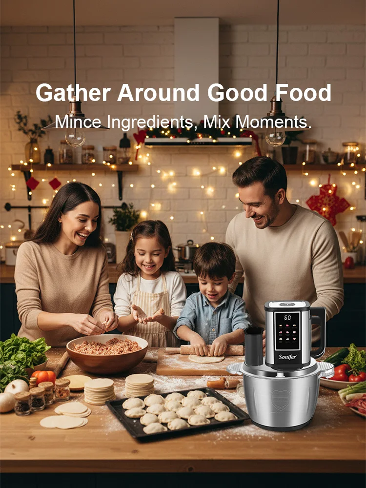 10 in 1 Food Processor Sonifer SF-8201 500W 2.5L Stainless Steel Glass Bowl Chopper Slicer Grinder for Kitchen