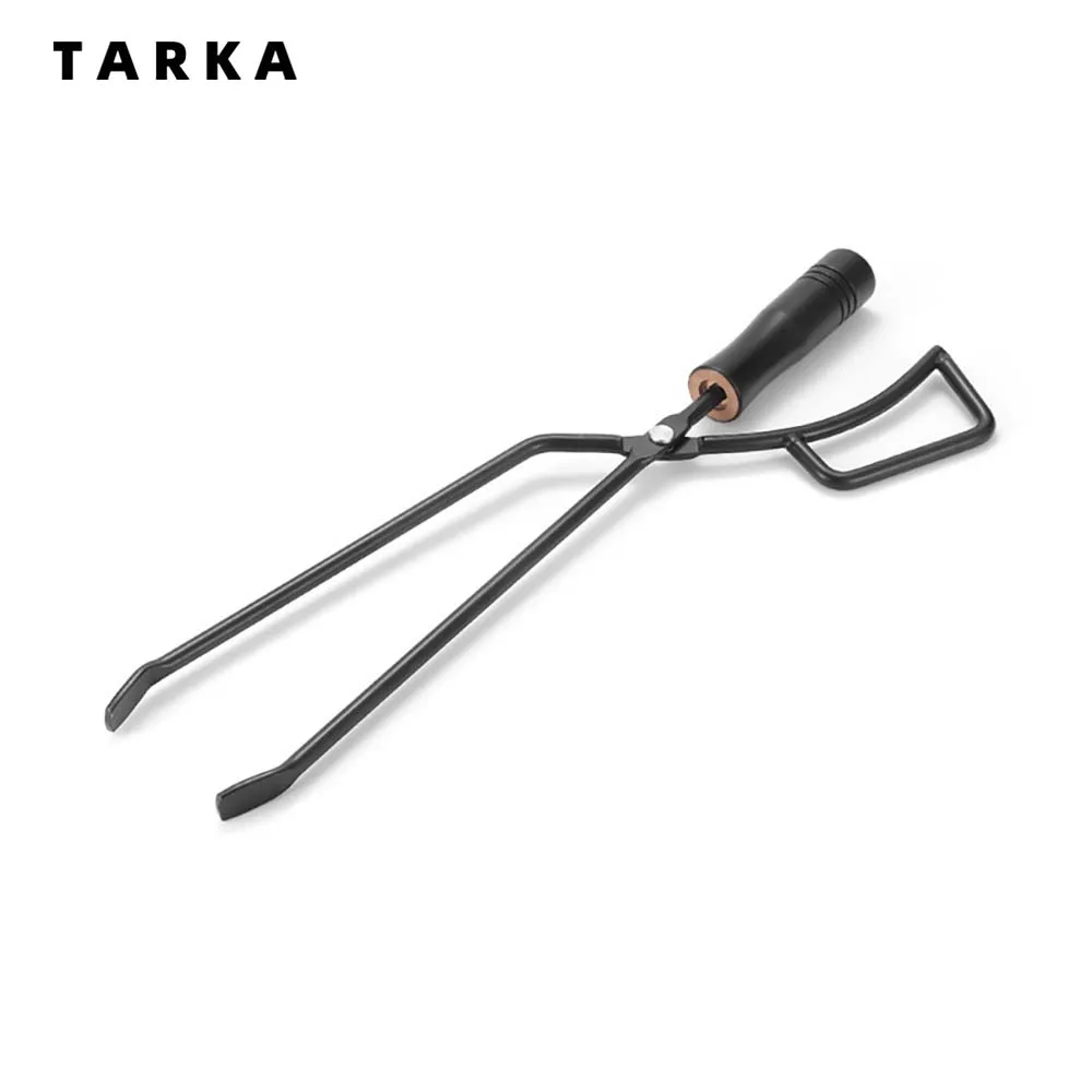 TARKA Camping Barbecue Carbon Clips Hiking Picnic Clips Duck Billed Carbon Tongs Non Hot To The Touch Solid  Wood Handle Clips