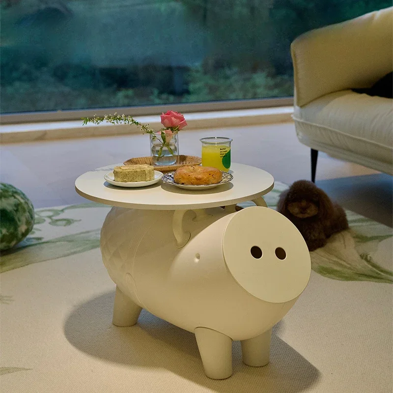 Creative Storage Coffee Table, Cartoon Piglet Side Desk,Children's Tea Table, Playful Living Room Furniture, Stylish Play Table