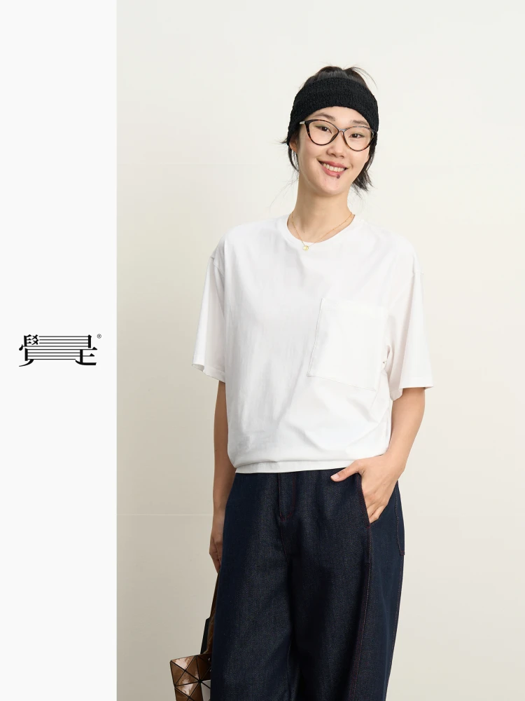 

Original White Loose Fit ort Sve T-irt Casual Sle Pure Color Sweat Absorbent Summer Top round Ne Regular Length