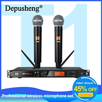 DEPUSHENG T118 Portable Professional Microphone 2-channel Handheld UHF Wireless Microphone System