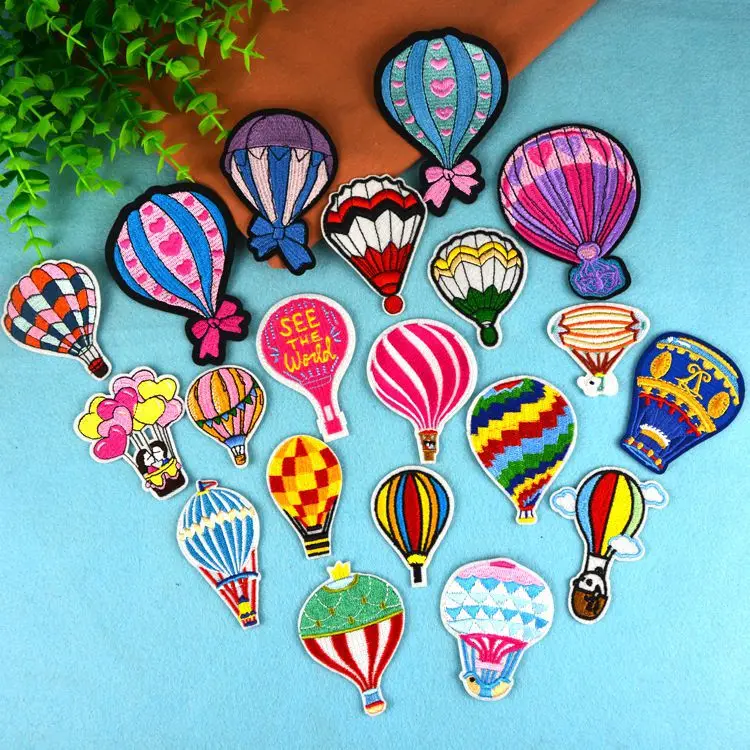 Hot Air Balloon Embroidery Iron on Patches Cartoon Airship Badge Custom Made Cloth Appliques for Children Garments Holes Patch