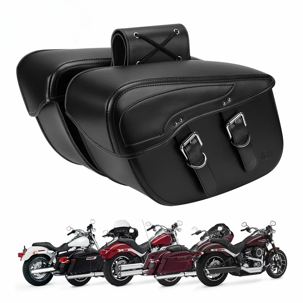Image of Motorrad-Satteltaschen Wasserdichte Leder-Seitentaschen Reisegepäcktasche für Touring Softail Dyna Sportster 883 Vulcan Shadow