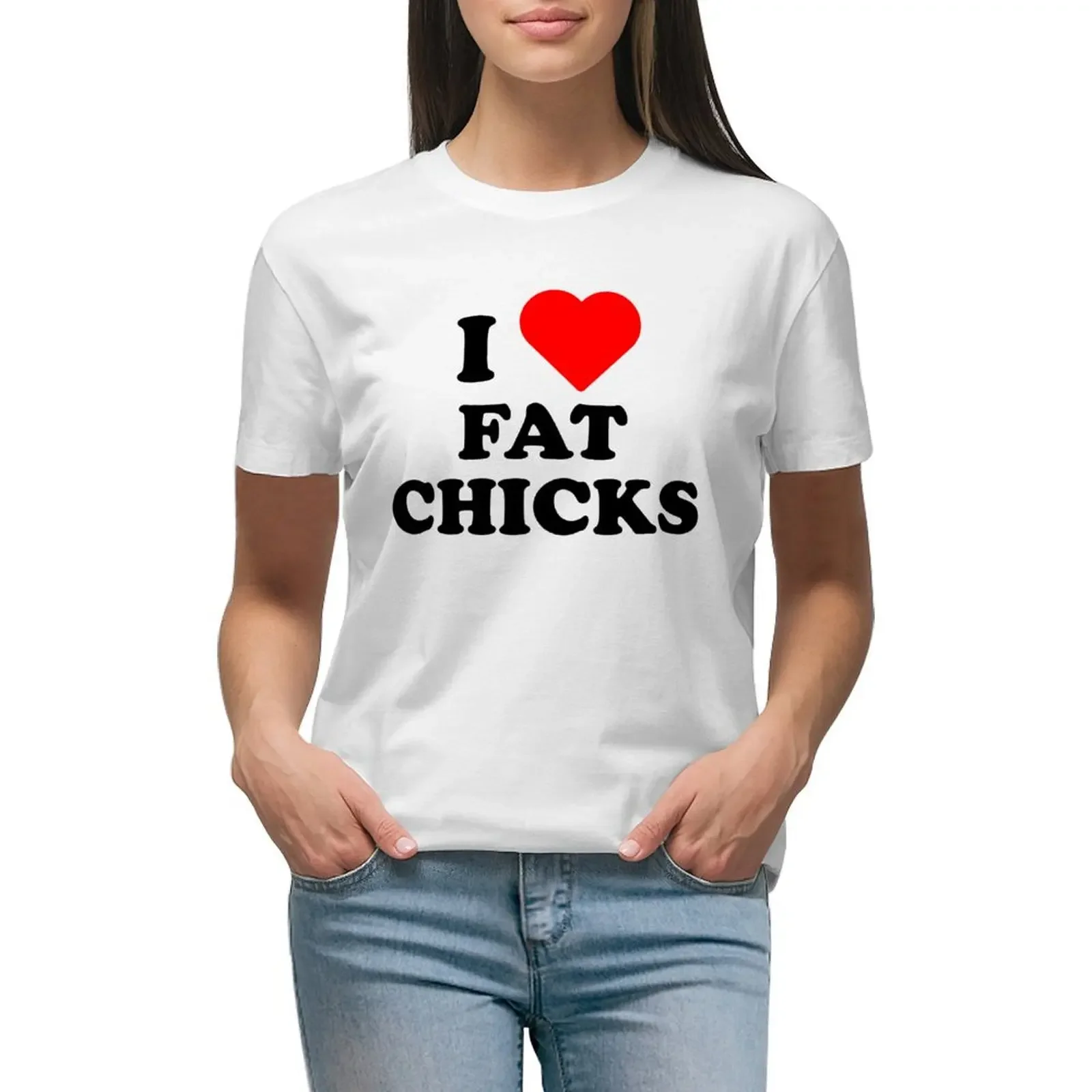 

I love Fat Chick aesthetics for cute fun graphics trend Harajuku Street wear fashion summer men ladies universal crewneck Tshirt