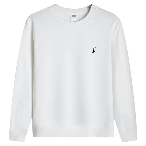 Imagen 2 del producto Ropa deportiva bordada RL de algodón para hombre, jersey de cuello redondo de manga larga de estilo fino para primavera y otoño, ropa para hombre