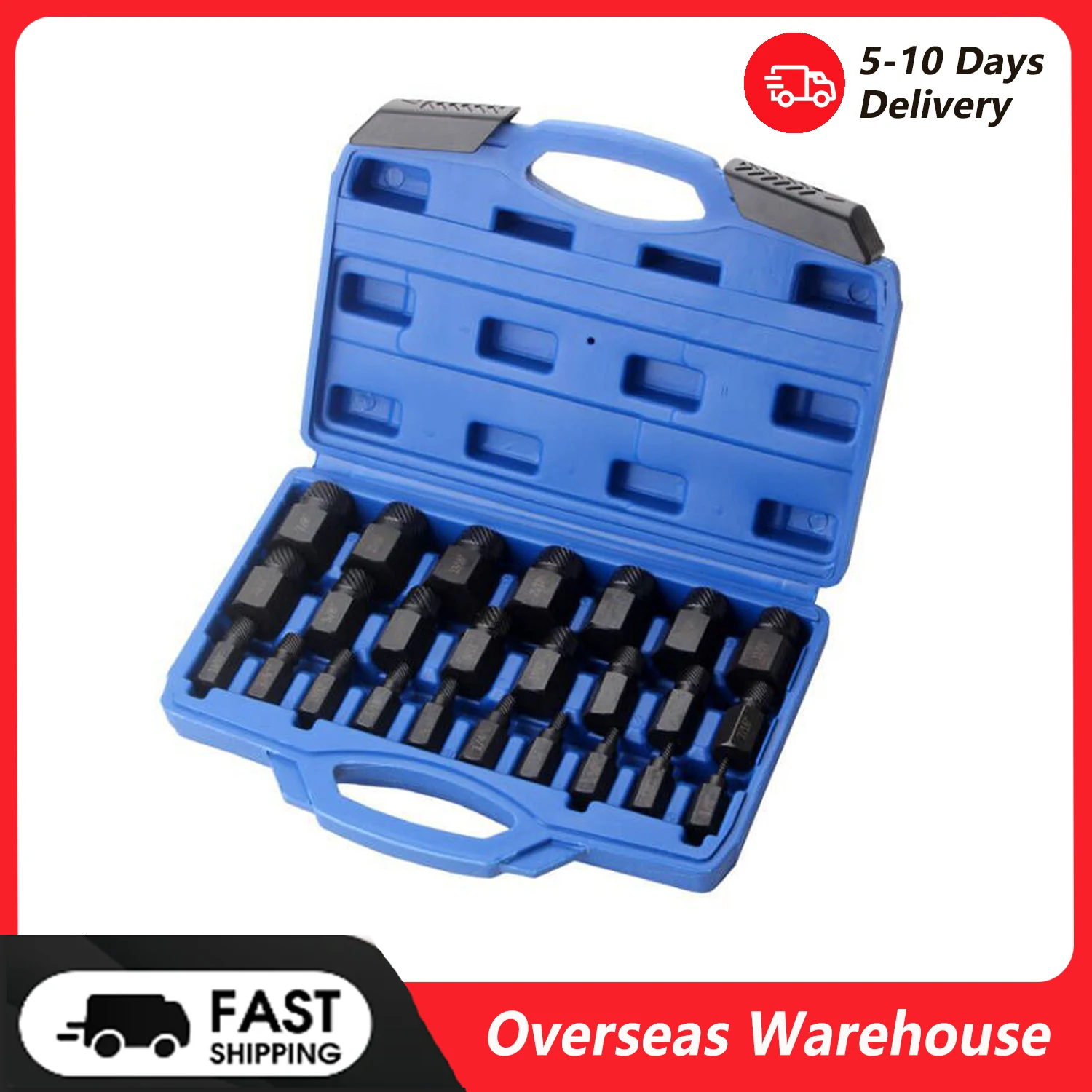 25-Piece Screw Extractor Set Broken Bolt Remover Useful Pins Spiral and Nut Extractors Stripped Screws Studs Fittings Extraction