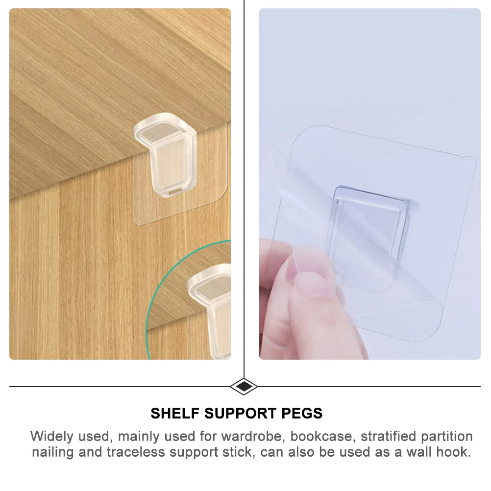 24pcs Transparent Partition Holder Wall Shelf Brackets Bookshelf Support Closet Load-Carrying Bracket Punch-Free Shelf Bracket